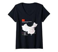 Donna High-Speed Train Railway - Souvenir Route Map China Maglietta con Collo a V