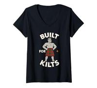 Donna Highland Games Caber Tosser Clan Orgoglio Scozia Forza Maglietta con Collo a V