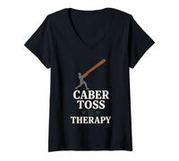 Donna Highland Games Caber Tosser Clan Orgoglio Scozia Forza Maglietta con Collo a V