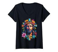 Donna Hijo de Dios, Rey de Reyes y Señor de señores, Cristo Rey Maglietta con Collo a V