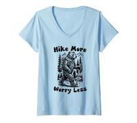 Donna Hike More Worry Less Funny Cub Scouts BSA Hiking Bear Maglietta con Collo a V