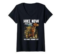 Donna Hike Now Nap Later The Canine Training Plan Maglietta con Collo a V