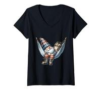 Donna Hiker GNOME Grandpa in Large Outdoor Hammock for Camping Maglietta con Collo a V