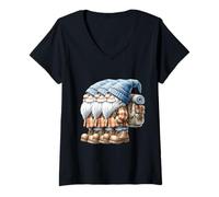 Donna Hiker Gnomes with Hiking And Camping Backpack for Dad Life Maglietta con Collo a V