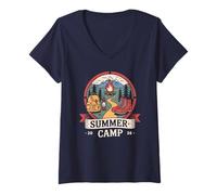 Donna Hiker Summer Camp 2026 Campeggio Direttore Squadra Personale Maglietta con Collo a V
