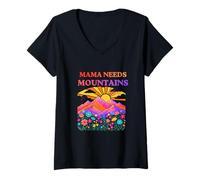 Donna Hiking Mom Gift for Outdoor Adventures Moms And Nature Lover Maglietta con Collo a V