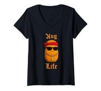 Donna Hilarious Nug Life Chicken Nugget Meme Funny Junk Food Maglietta con Collo a V