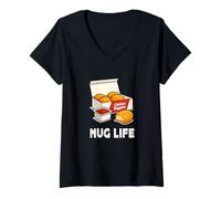Donna Hilarious Nug Life Chicken Nuggets Meme Funny Junk Food Maglietta con Collo a V