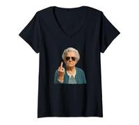 Donna Hilarious Sarcastic Grandma Middle Finger Woman Retirement Maglietta con Collo a V