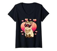 Donna Himalayan Cat Valentines Day Maglietta con Collo a V