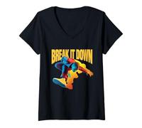 Donna Hip Hop Break It Down Rap Streetwear per Uomo e Donna Maglietta con Collo a V