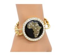 Donna Hip Hop Moda Gioielli Bracciale Metallo Oro Catena Africa Continente Charm