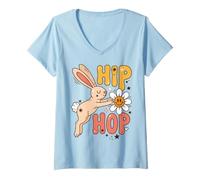 Donna Hip Hop Rabbit Bunny Easter Lover Maglietta con Collo a V