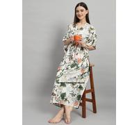 Donna Hippie Estate Cotone Pigiama Animalier Bianco lungo Maxi Abito Caftano