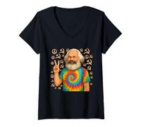 Donna Hippie Karl Marx - Comunismo Maglietta con Collo a V