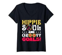 Donna Hippie per Donna e Uomo Maglietta con Collo a V