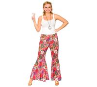 Donna Hippy Svasato Pantaloni 1960s 60s Costume Pantaloni Svasati