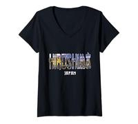 Donna Hiroshima Japan City Hiroshima ha stabilito il design vintage Maglietta con Collo a V