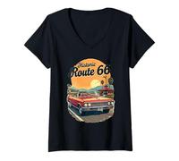 Donna Historic Route 66 Roadtrip | Stampa sul davanti Maglietta con Collo a V