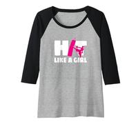 Donna Hit Like A Girl Arti Marziali Kickboxer Kickboxing Maglia con Maniche Raglan