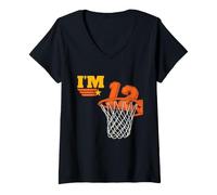 Donna Ho 12 Anni Basket 12° Compleanno per Ragazzi | Compleanno Sportivo Maglietta con Collo a V