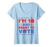 Donna Ho 18 Anni e Sono Pronto a votare, Elezioni elettorali per la Prima Volta 2024 Maglietta con Collo a V