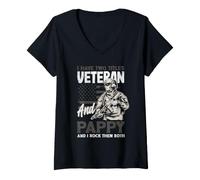 Donna Ho 2 Tittles Veterano E Pappy Fathers Day Uomini Maglietta con Collo a V