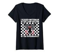 Donna Ho Baciato Mothman nella Sezione Lampada Criptozoologia Ragazza Mamma Maglietta con Collo a V