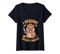 Donna Ho Bisogno di Spettacoli Spettrali Angry Capybara Halloween Maglietta con Collo a V