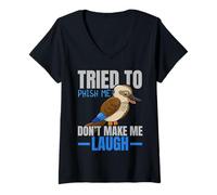 Donna Ho Cercato di phisharmi Non Farmi Ridere Amante degli Uccelli Kookaburra Maglietta con Collo a V