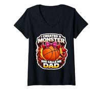 Donna Ho Creato Un Mostro Lei Mi Chiama papà Basket Figlia Bambino Maglietta con Collo a V
