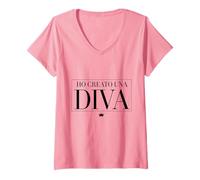 Donna Ho Creato Una Diva | Marca dolceSenso Maglietta con Collo a V