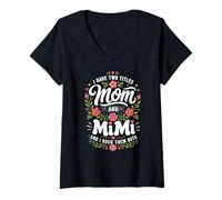 Donna Ho Due Titoli Mamma E Mimi E I Rock Li Entrambi Maglietta con Collo a V