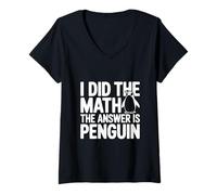 Donna Ho Fatto i Conti La Risposta è Penguin Funny Maglietta con Collo a V