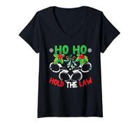 Donna Ho Ho Hold The Law Santa Police Christmas Maglietta con Collo a V