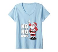 Donna Ho Ho Nope, Babbo Natale Scontroso, Divertente, Sarcastico, Anti-odio Natalizio Maglietta con Collo a V
