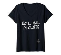 Donna Ho Il Mal di Gente | Marca dolceSenso Urban Testo Bianco Maglietta con Collo a V