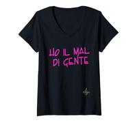 Donna Ho Il Mal di Gente | Marca dolceSenso Urban Testo Rosa Maglietta con Collo a V