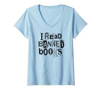 Donna Ho Letto Libri vietati Biblioteca Divertente Bookish Ransom Note Reader Maglietta con Collo a V