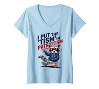 Donna Ho Messo Il tismo nel Procione Patriottismo su Uno Skateboard Maglietta con Collo a V