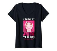 Donna Ho messo in pausa il mio anime per essere qui Anime giapponese Kawaii Otaku Tee Maglietta con Collo a V