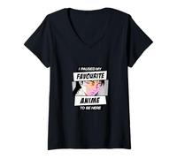 Donna Ho Messo in Pausa Il Mio Anime Preferito per Essere Qui Maglietta con Collo a V