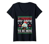 Donna Ho Messo in Pausa Il Mio Gioco per Essere Qui - Gaming Lover Gamer Christmas Maglietta con Collo a V