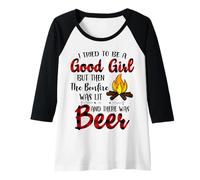 Donna Ho Provato ad Essere Una Brava Ragazza, ma Poi Il falò è Stato Acceso Birra Maglia con Maniche Raglan