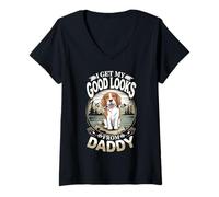 Donna Ho Ricevuto Il Mio bell'aspetto da Daddy Beagle Puppy Dog Lover Maglietta con Collo a V