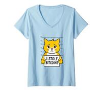 Donna Ho Rubato Bitcoins Cat Humor Risorsa Digitale Citazione Divertente Maglietta con Collo a V