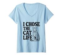 Donna Ho Scelto Cat Life Jaguar Cat Lovers Maglietta con Collo a V