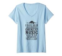 Donna Ho standard elevati perché Country Music USA Maglietta con Collo a V
