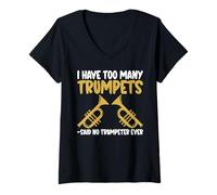 Donna Ho troppe trombe Detto No Trumpeter mai Tromba Maglietta con Collo a V