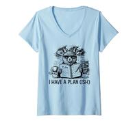 Donna Ho Un Piano (Ish) Fox Stressed Work Chaos Maglietta con Collo a V